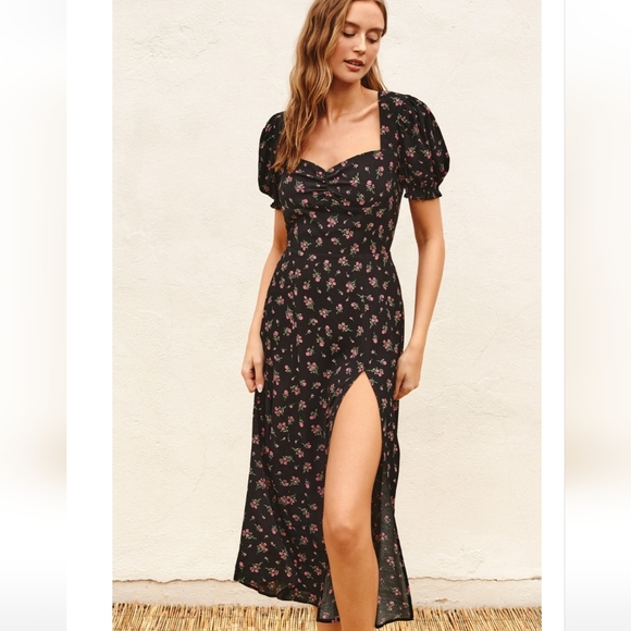 Dress Forum Dresses & Skirts - Black|Rose sweetheart neckline midi dress